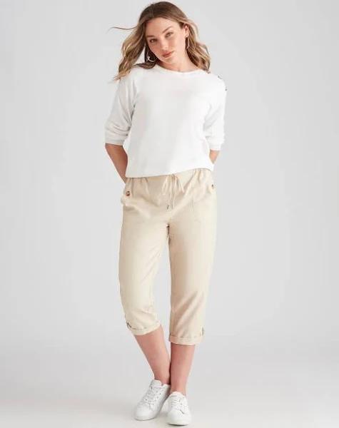 Rockmans - Womens Pants - Crop Linen Pants - 18