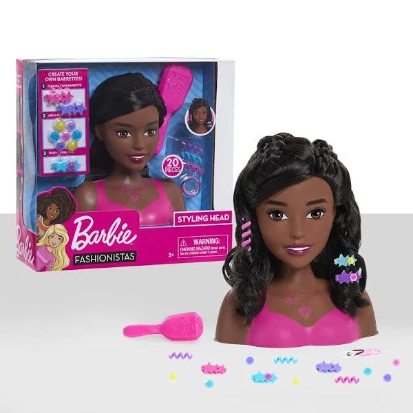 Barbie Fashionistas 8-Inch Styling Head, Dark Brown, 20 Pieces Include