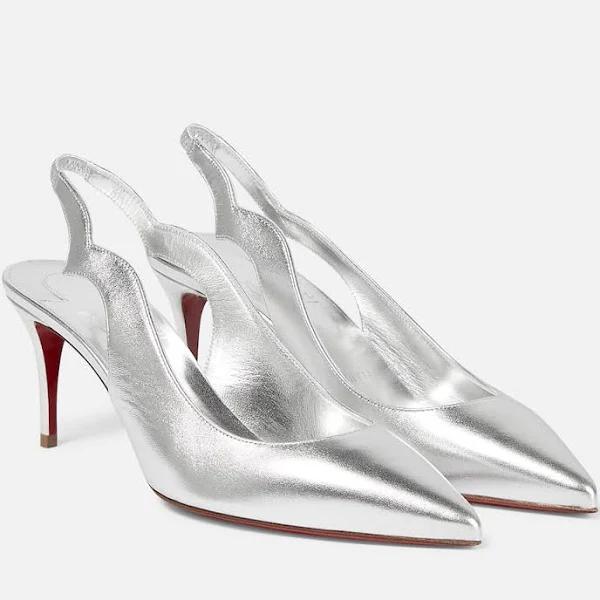 Christian Louboutin Hot Chick Sling 70 Silver Nappa Leather - Women Shoes