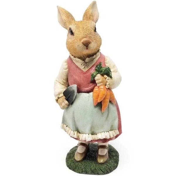 Garden Sculpture 30.8cm Resin Mother Rabbit Outdoor Animal Ornament Patio Decor