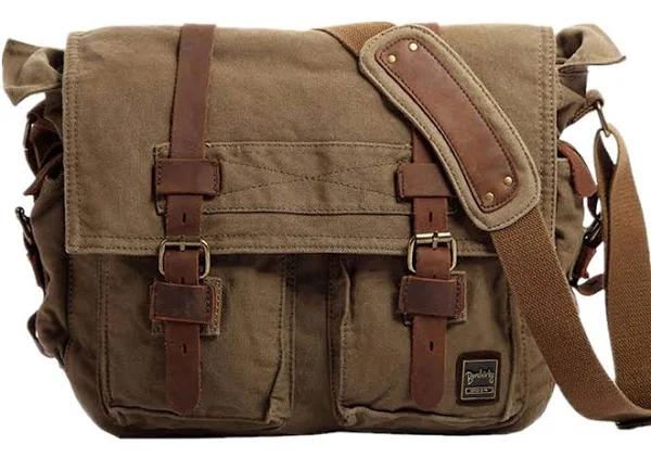 Berchirly Vintage Military Men Canvas Messenger Bag For 13.3-17" Laptop