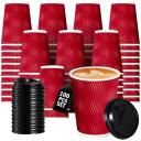 Vivva 12oz Disposable Coffee Cups with Lids (100 Pack) - To Go Paper Coffee Cups For Hot & Cold Beverages, Coffee, Tea, Hot Chocolate, Water, Juice