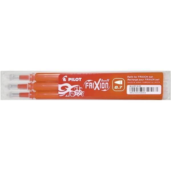 Pilot Frixion Erasable Gel Ink Refill 0.7mm Orange 3 Pack