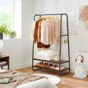 VASAGLE Clothes Rack with 2 Shelves Rustic Brown and Black