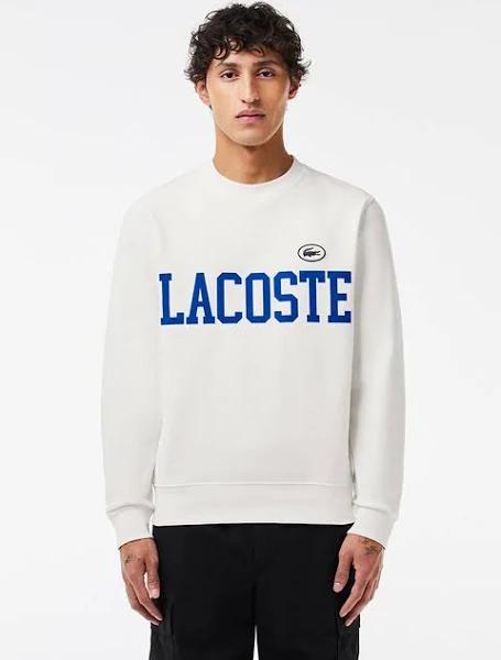 Lacoste Flocked Fleece Jogger Sweatshirt White Size L