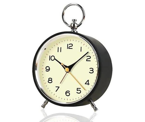 Retro Style Alarm Clock Students Use Bedside Clock Handle Light Mute Snooze Alarm Clock