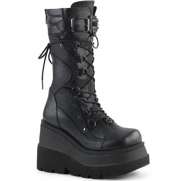 SHAKER-70 Black Vegan Leather Mid-Calf Boot