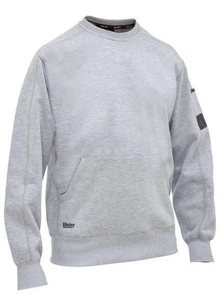 Bisley Work Fleece Crew Neck Jumper (BK6723) Grey Marle / 3XL - Tradie Workwear