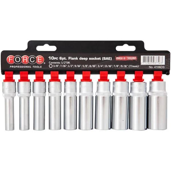 Force 1/2" Drive 10 Piece Imperial Deep Socket Set - 4106DS