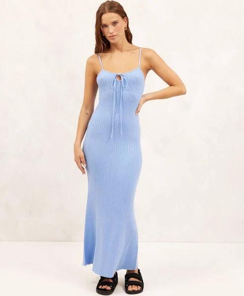 AERE - Women's Blue Maxi Dresses - Organic Cotton Lyocell Blend Knit Dress - Size 12 at The Iconic