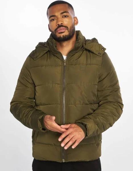 Urban Classics Heavyweight Hooded Puffer Jacket in Dark Green L