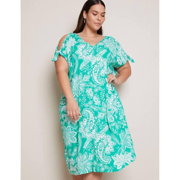 Autograph Cold Shoulder Tie Sleeve Midi Dress