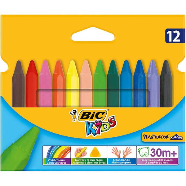 Bic Kids Plastidecor Triangular Crayons Pack 12