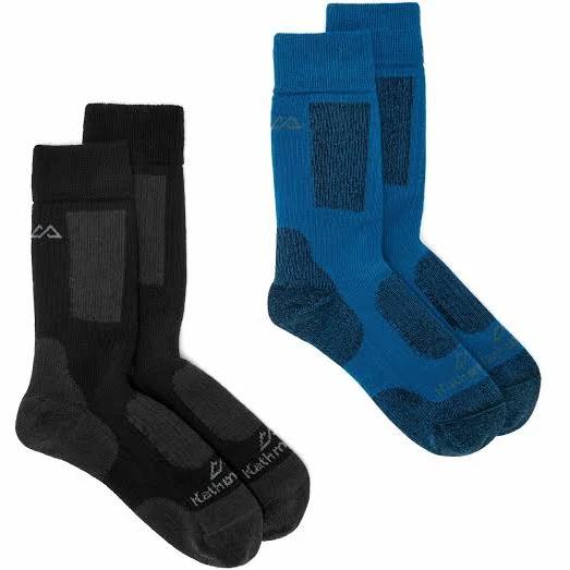 Kathmandu Thermo Socks -Two Pack | Black/Eddy - M/L