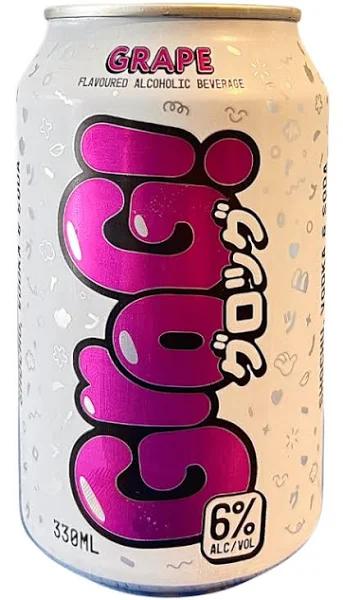 Grog Grape Flavour Premix Shochu, Vodka & Soda 16 x 330ml Cans