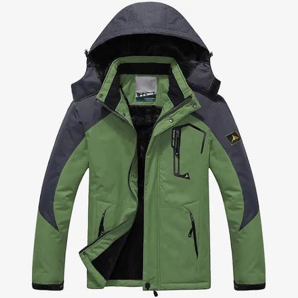 Winmax Mens Skiing Snowboarding Jackets Fleece Hood Mountain Snow Coat-GrassGreen - 6XL - AfterPay & zipPay Available