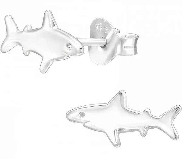 SAE99 Shark .925 Sterling-silver Very Tiny Stud Earrings, Multiple Piercing, Cartilage Stud, Minimalist Dainty Earrings