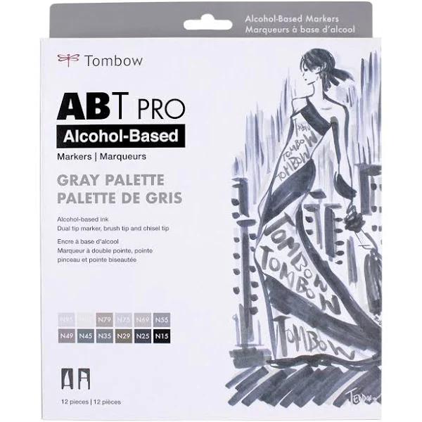 Tombow ABT Pro Dual Tip Marker Grey Palette 12 Pack