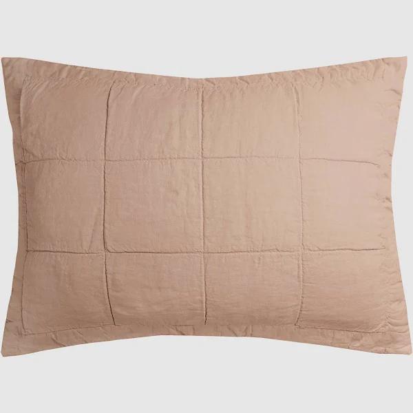 Bambury Linen Quilted Pillow Sham Tea Rose