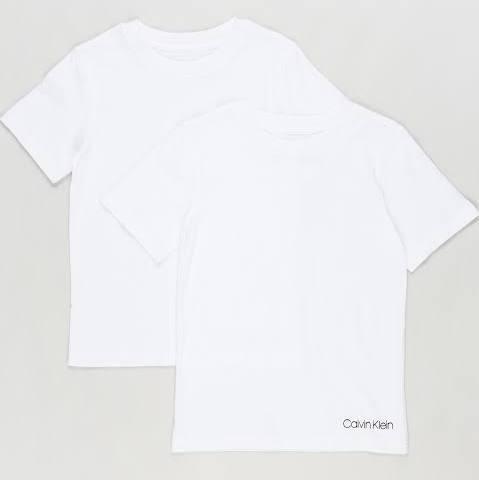 Calvin Klein Boys 2 Pack Crew Neck T-Shirt White/White