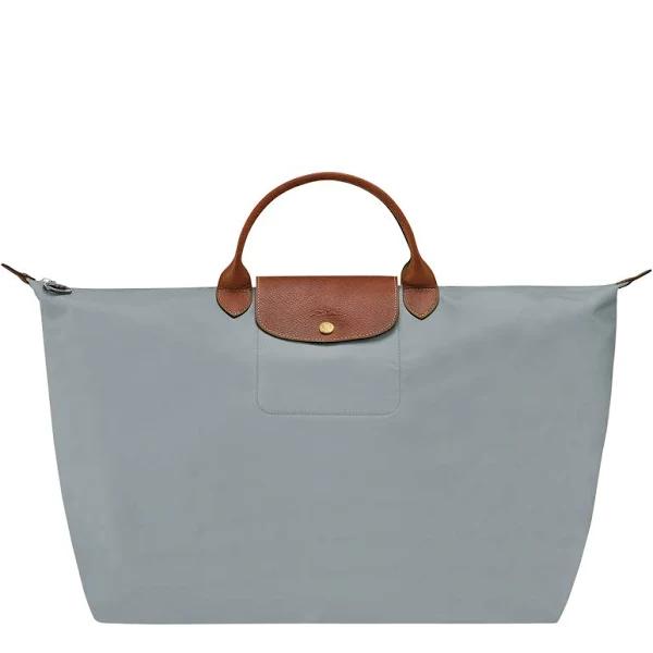 Longchamp 'Le Pliage Original' Grey Tote Bag with Embossed Logo and Le