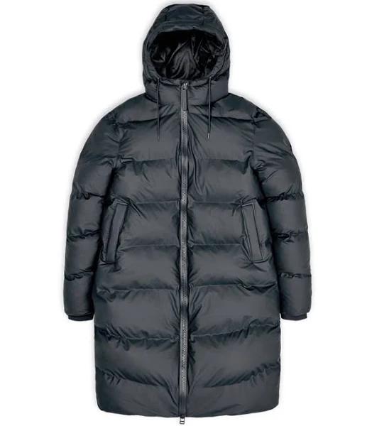 Rains Long Nylon Waterproof Puffer Jacket - XS