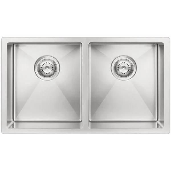 Meir Kitchen Sink Double Bowl 760mm x 440mm - Brushed Nickel