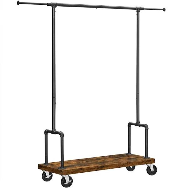 VASAGLE Clothes Rack Single Rail Rustic Brown and Black