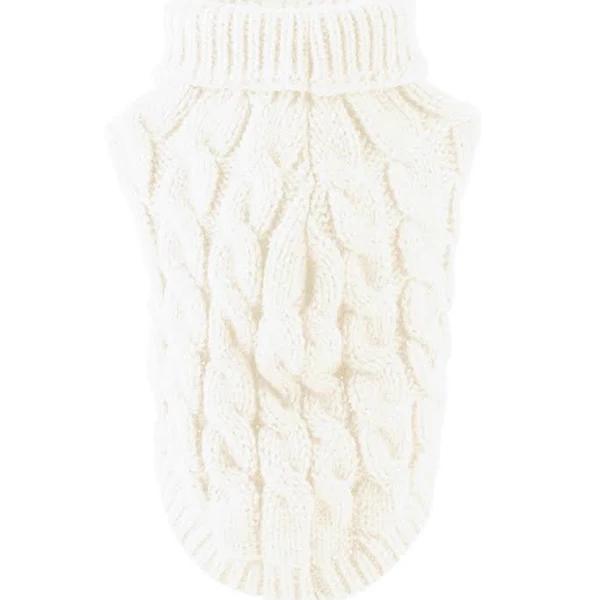 OliandOla White Puppy Dog Jumper Winter Warm Knitted Sweater Pet Clothes Small Dogs Coat Thermal - S