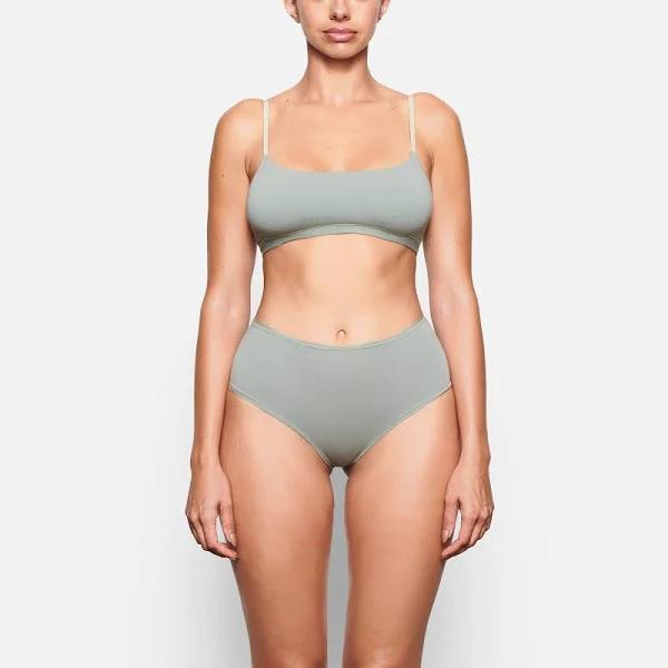 Skims Stretch Cotton Jersey Scoop Neck Bralette Mineral