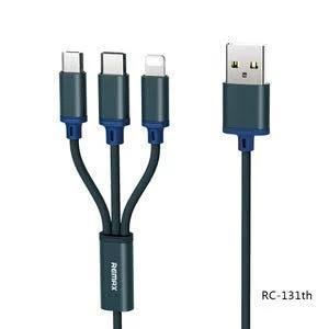 3 in 1 Multi USB Fast Charging Cable Remax Type-c iPhone Micro-USB 3.1A Black - AfterPay & zipPay Available