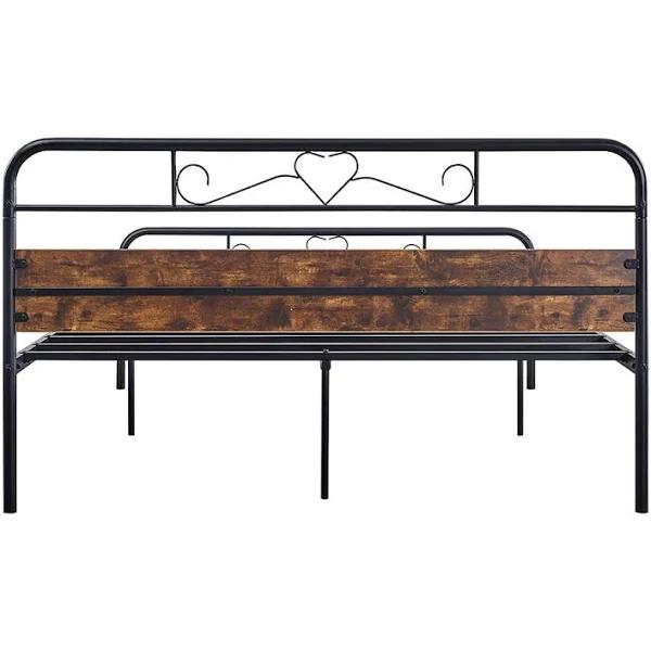 Foret Bed Frame Metal Queen Double King Single Full Size Modern Wooden Headboard Bedroom Base Platform