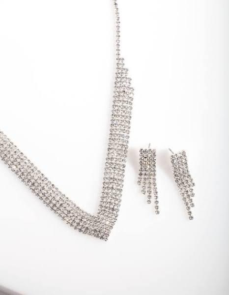 Lovisa Silver Diamante Jewellery Set