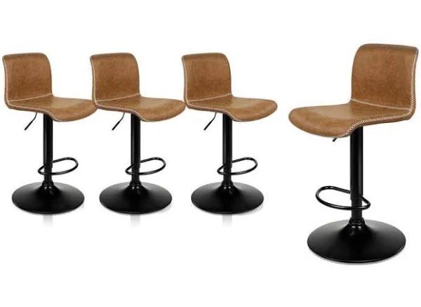 ALFORDSON Set of 4 Remy Vintage Leather Bar Stools (Brown)