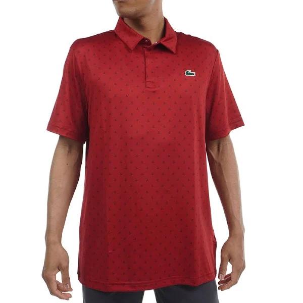 Lacoste Anti-UV Printed Golf Polo Red Size L