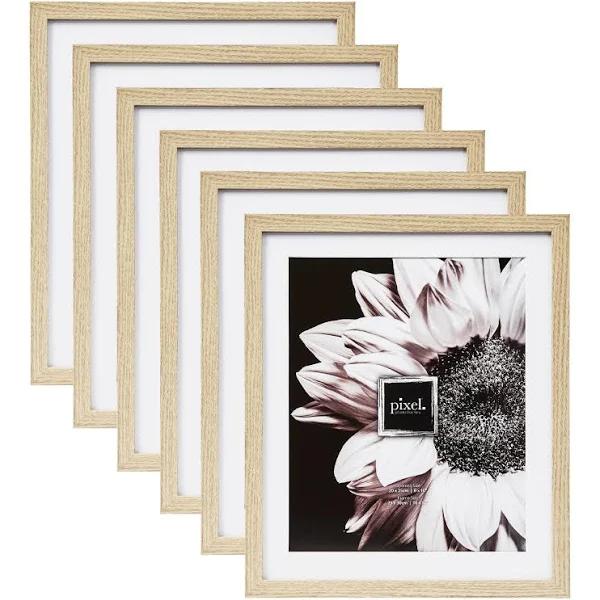 Pixel Set of 6 10x12" Mat to 8x10" Photo Frames Natural