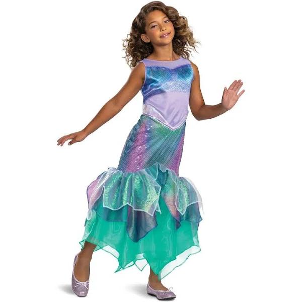 Kid's Little Mermaid Live Action Deluxe Ariel Costume | Kids | Girls | Purple/Green | 4/6 | Disguise