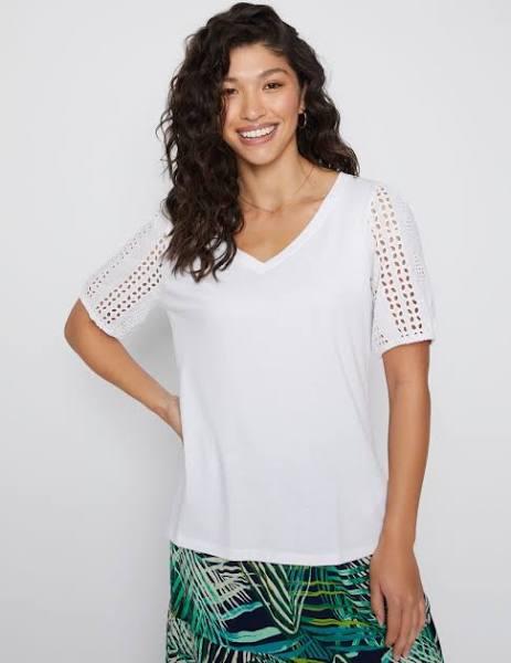 Millers - Womens Tops - Elbow Sleeve Top With Broidery Sleeve