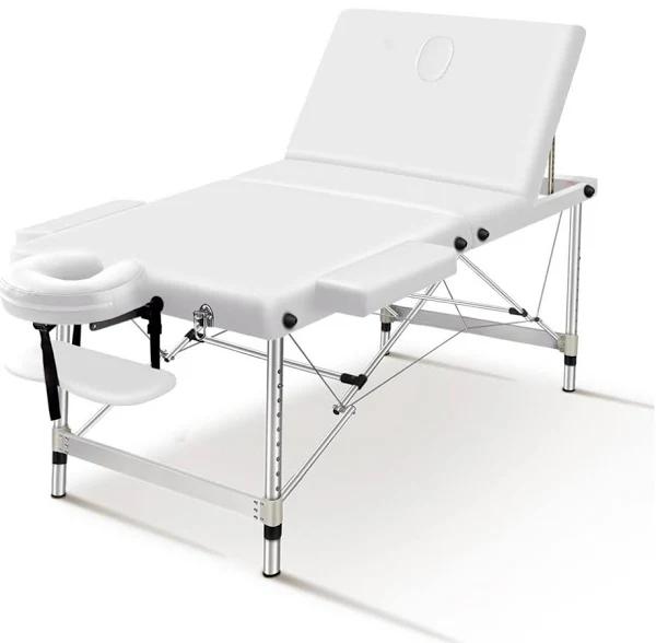 ALFORDSON Massage Table Portable 3 Fold Lift Up 75cm (White)