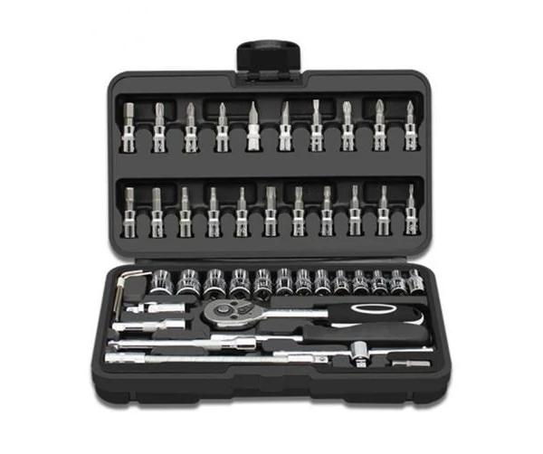 JunChang 46 Pcs 1/4 Interface Ratchet Wrench Set Car Repair Combination Hardware Toolbox