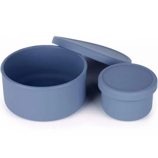 Haakaa Round Silicone Food Container Set (Bluestone)