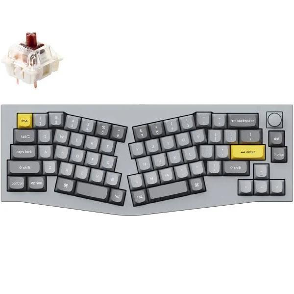 Keychron Q8 Alice Layout QMK Custom Hot-Swappable Gateron Full Assembled Mechanical Keyboard Knob Version-Grey-Brown Switch [KBKCQ8N3BROWN]