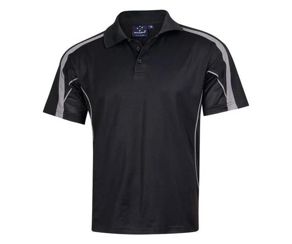 Loyal | Mens TrueDry Contrast Sport Polo Shirt Black+Ash 5XL Plus Size