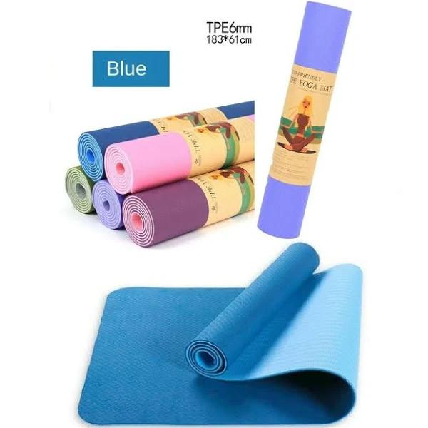 TPE Yoga Mat Non-slip Gym Fitness Home Exercise Pilates Fit 183x61x0.6cm Blue - AfterPay & zipPay Available