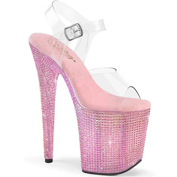 Pleaser BEJEWELED-808RRS Clear/Baby Pink RS Size 10