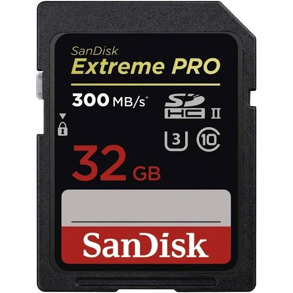 SanDisk 32GB Extreme Pro SDHC UHS II Memory Card - 300MB/s