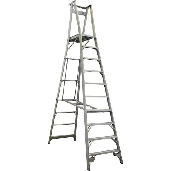 Indalex 10 Step Aluminium Platform Ladder w/ Wheels - Earn Everyday Rewards, Afterpay Available