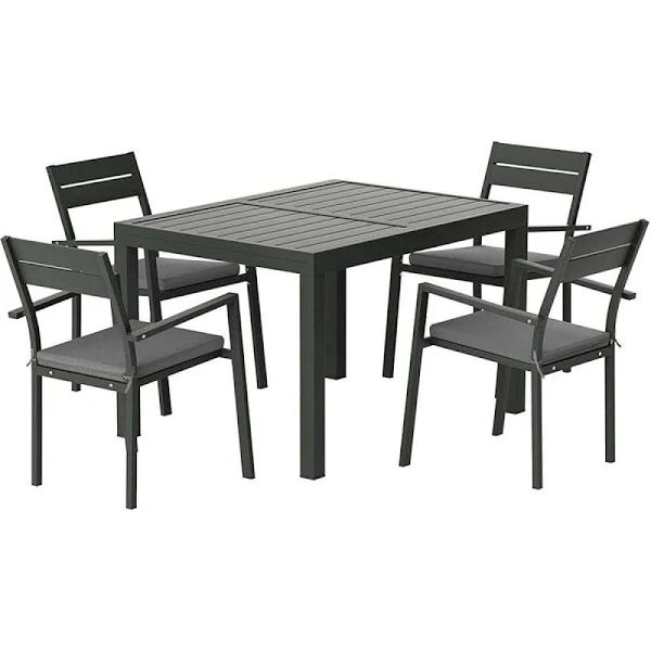 Gardeon Outdoor Dining Set 5 Piece Aluminum Extendable Table Setting Black