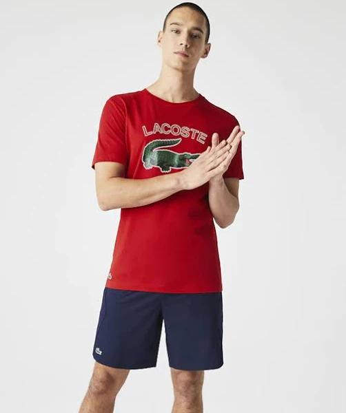 Lacoste - Men's Red Printed T-shirts - Vintage Croc Performance T-Shirt - Size 4 at The Iconic