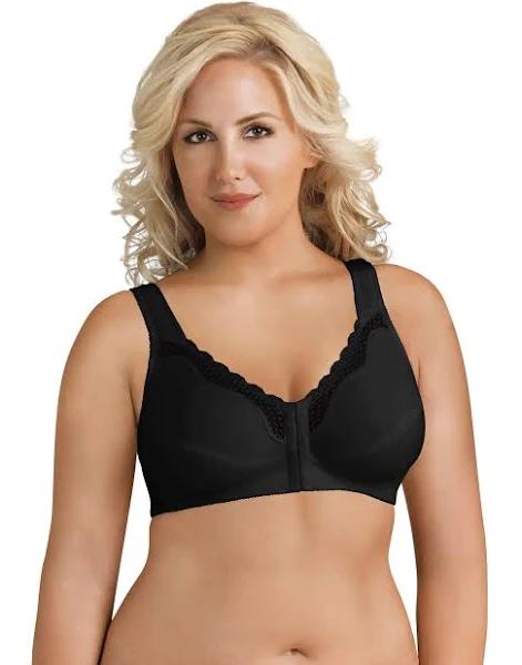 Front Close Cotton Posture Control Bra, Black / 14C by Exquisite Form